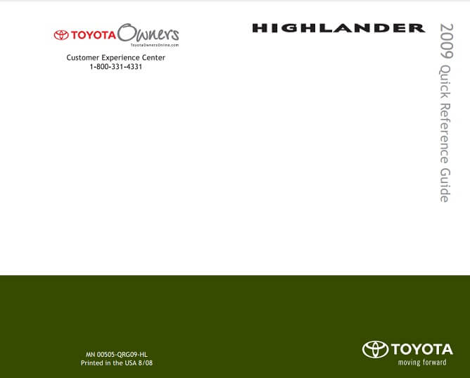 2009 Toyota Highlander Owner’s Manual Image