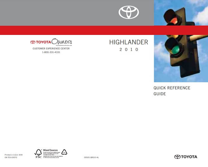 2010 Toyota Highlander Owner’s Manual Image