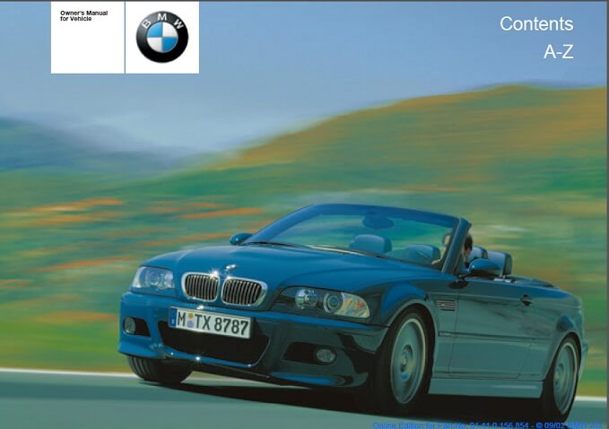 2003 BMW M3 Convertible Owner’s Manual Image