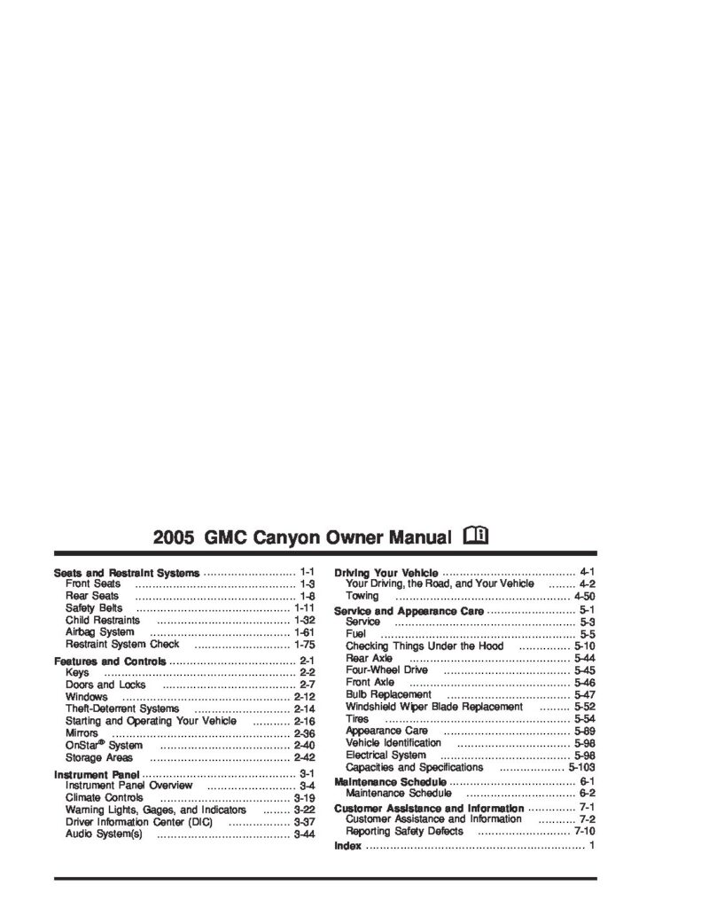 2005 GMC Canyon Owner’s Manual Image