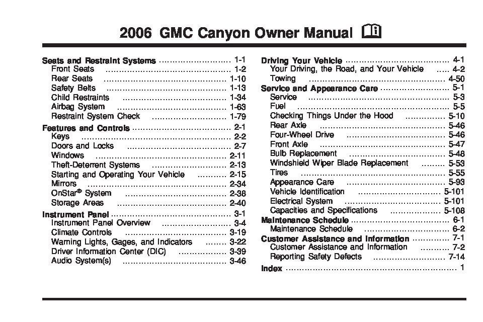 2006 GMC Canyon Owner’s Manual Image