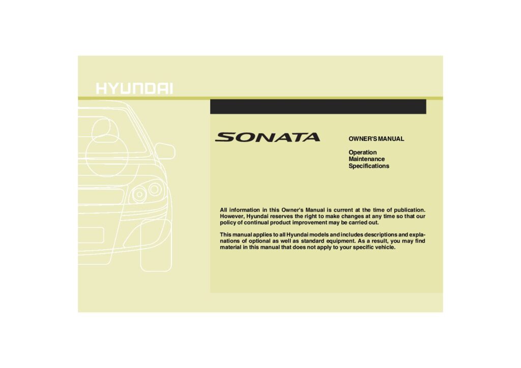2009 Hyundai Sonata Owner’s Manual Image