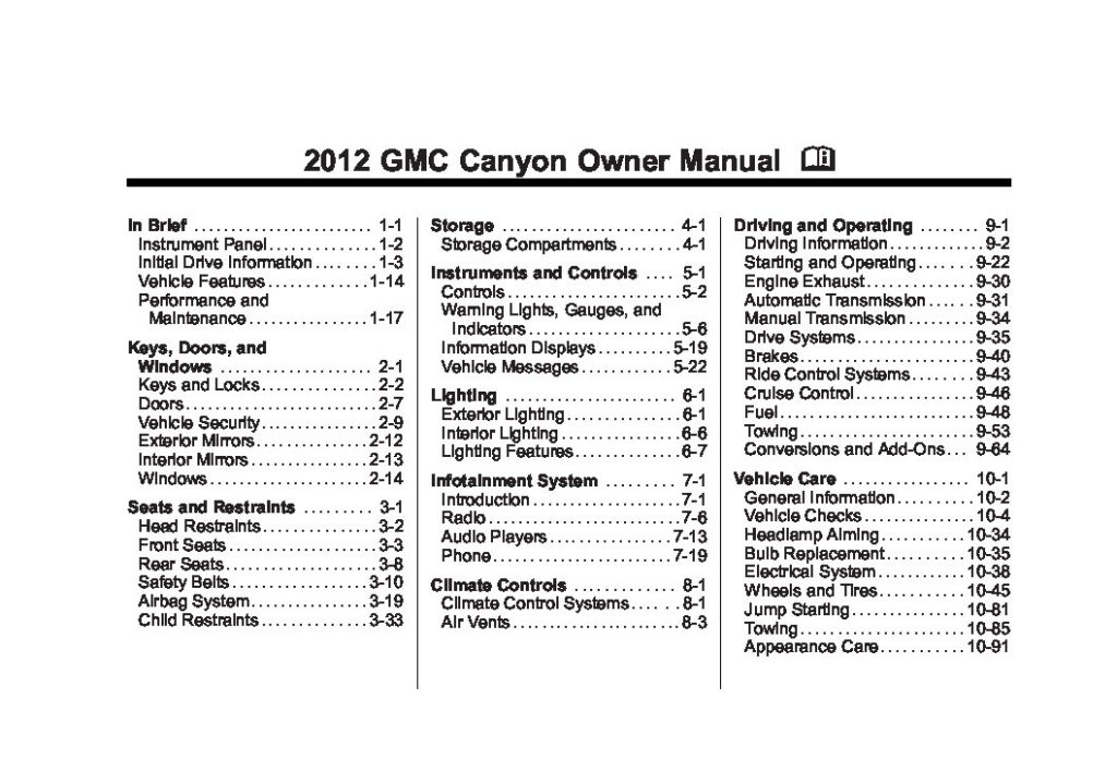 2012 GMC Canyon Owner’s Manual Image