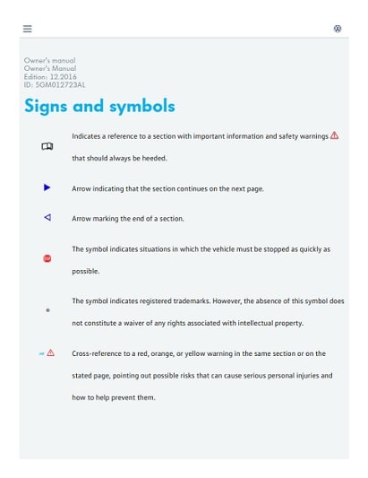 2017 Volkswagen Golf Owner’s Manual Image