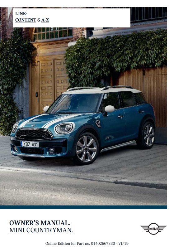 2020 Mini Countryman (w/ Mini Connected) Owner’s Manual Image