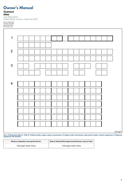 2020 Volkswagen Atlas Owner’s Manual Image