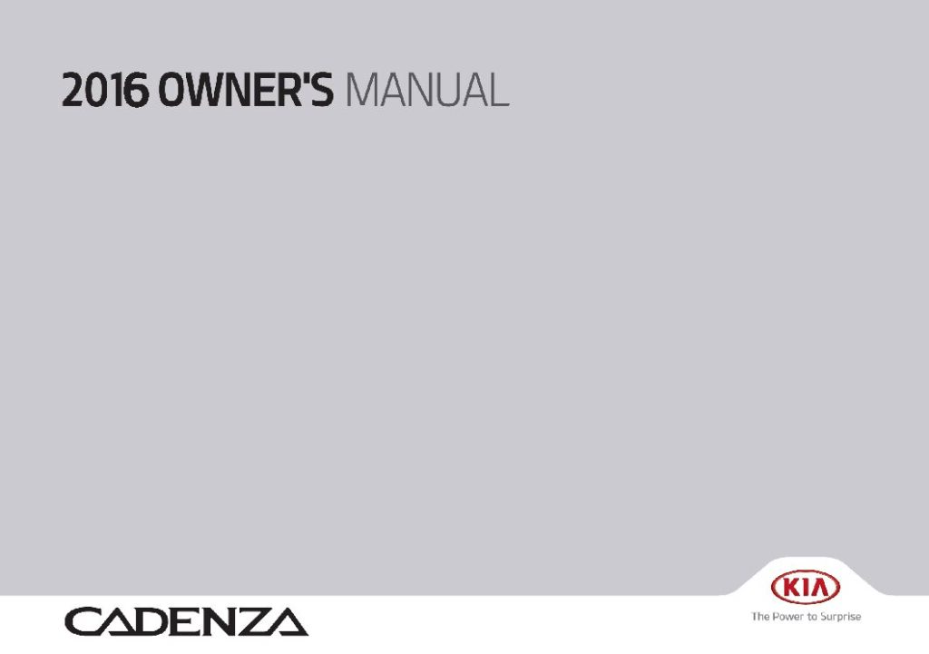 2016 Kia Cadenza Owner’s Manual Image