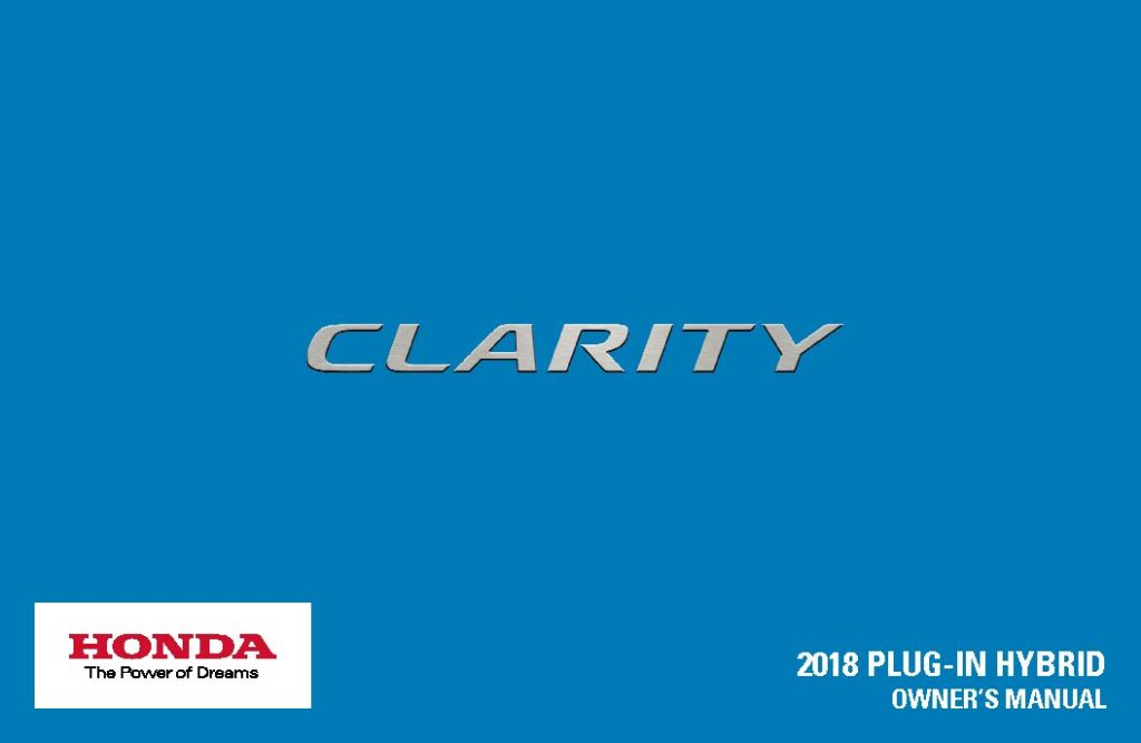 2018 Honda Clarity Owner’s Manual Image