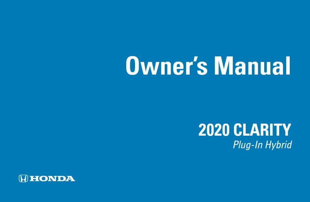 2020 Honda Clarity Owner’s Manual Image