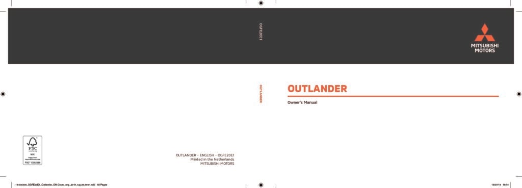 2020 Mitsubishi Outlander Owner’s Manual Image