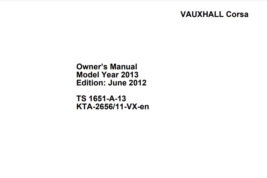2010 Opel/Vauxhall Corsa Owner’s Manual Image