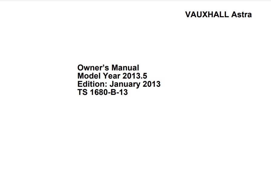 2011 Opel/Vauxhall Astra Owner’s Manual Image