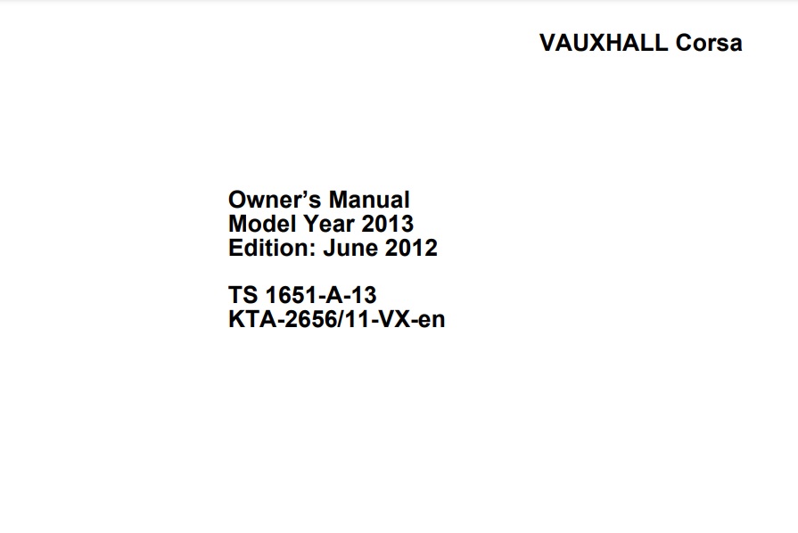 2012 Opel/Vauxhall Corsa Owner’s Manual Image