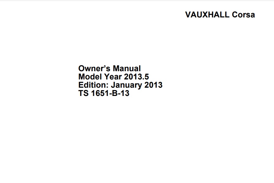 2013 Opel/Vauxhall Corsa Owner’s Manual Image