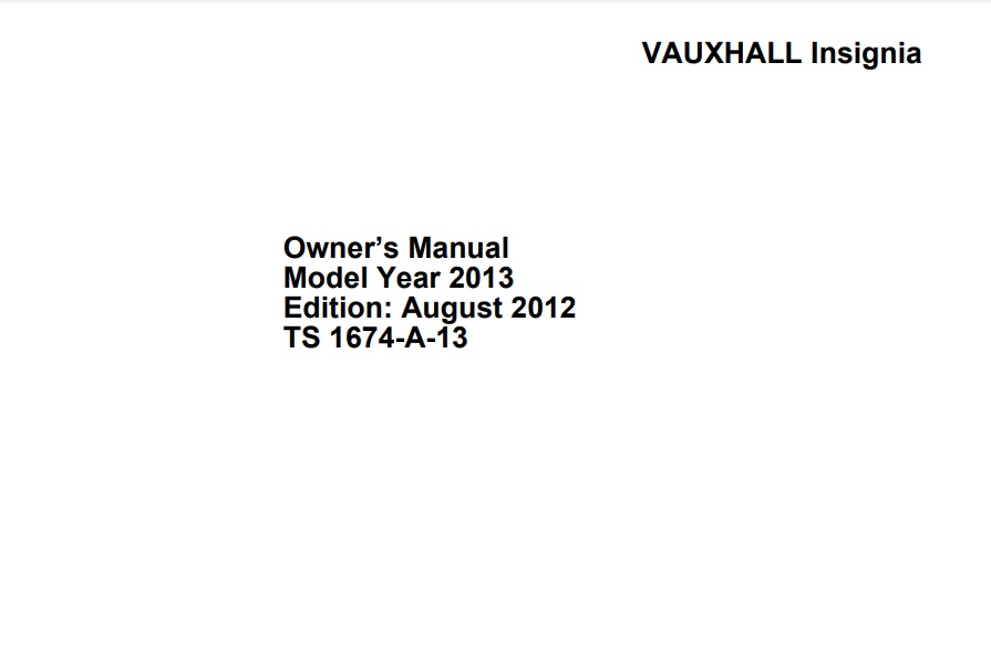 2013 Opel/Vauxhall Insignia Owner’s Manual Image