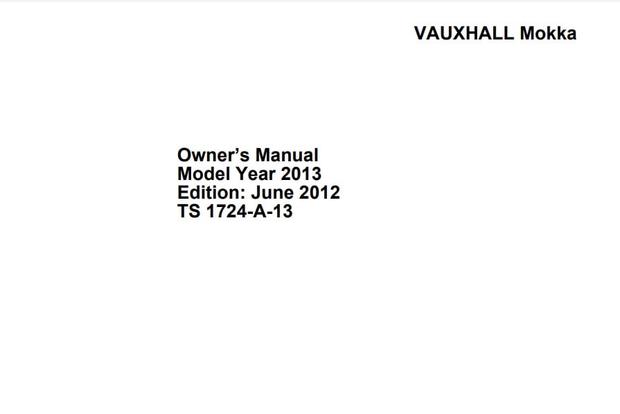 2013 Opel/Vauxhall Mokka Owner’s Manual Image