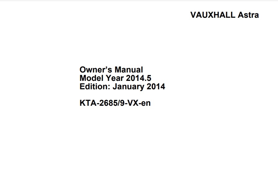 2014 Opel/Vauxhall Astra Owner’s Manual Image