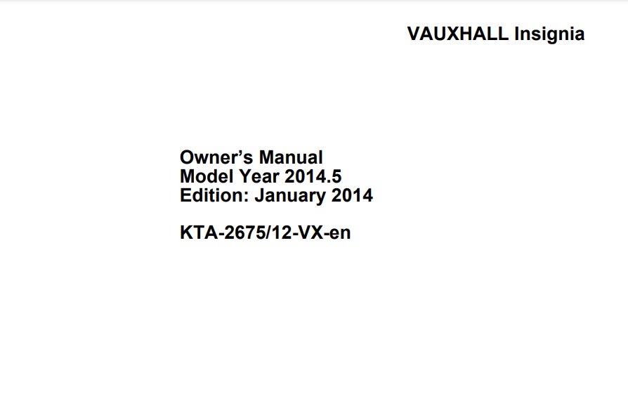 2014 Opel/Vauxhall Insignia Owner’s Manual Image