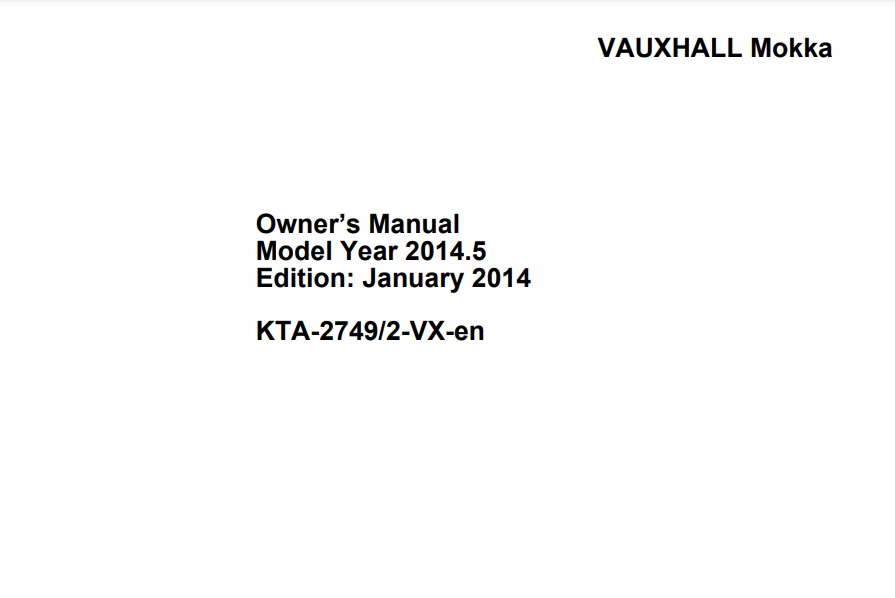 2014 Opel/Vauxhall Mokka Owner’s Manual Image