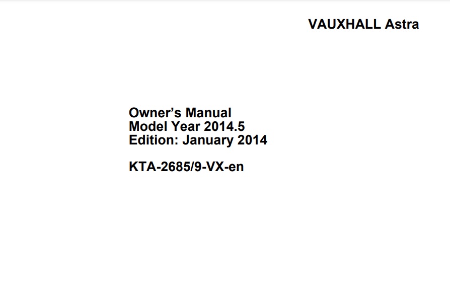 2015 Opel/Vauxhall Astra Owner’s Manual Image