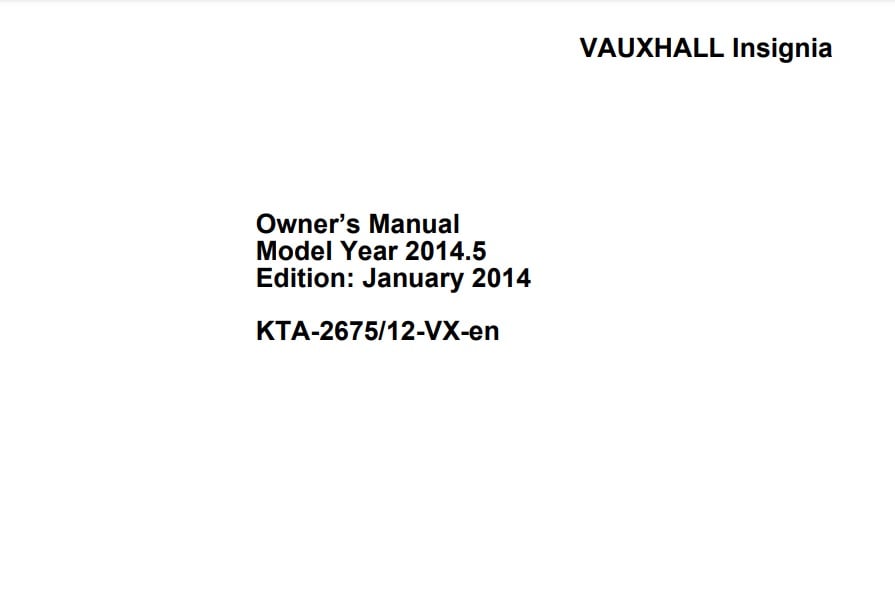 2015 Opel/Vauxhall Insignia Owner’s Manual Image