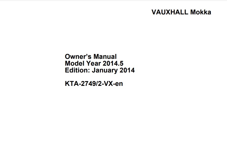 2015 Opel/Vauxhall Mokka Owner’s Manual Image