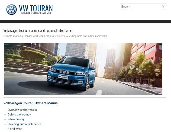 2016 Volkswagen Touran Owner’s Manual Image