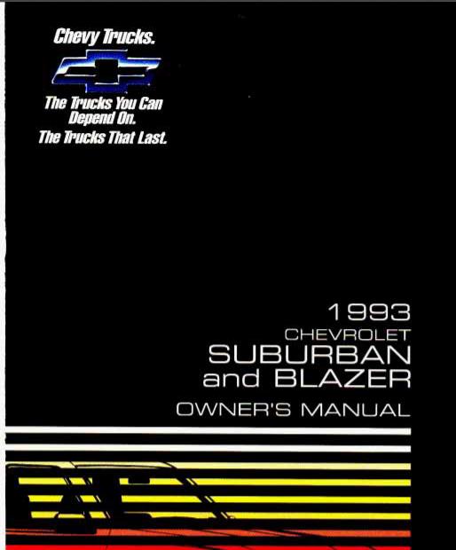 1993 Chevrolet Blazer Suburban Owners Manual User Guide Operator Book Fuses OEM 