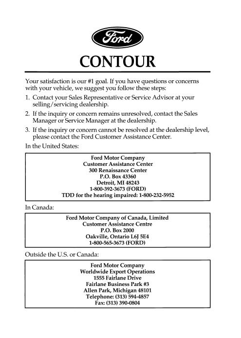 1997 Ford Contour Owner’s Manual Image