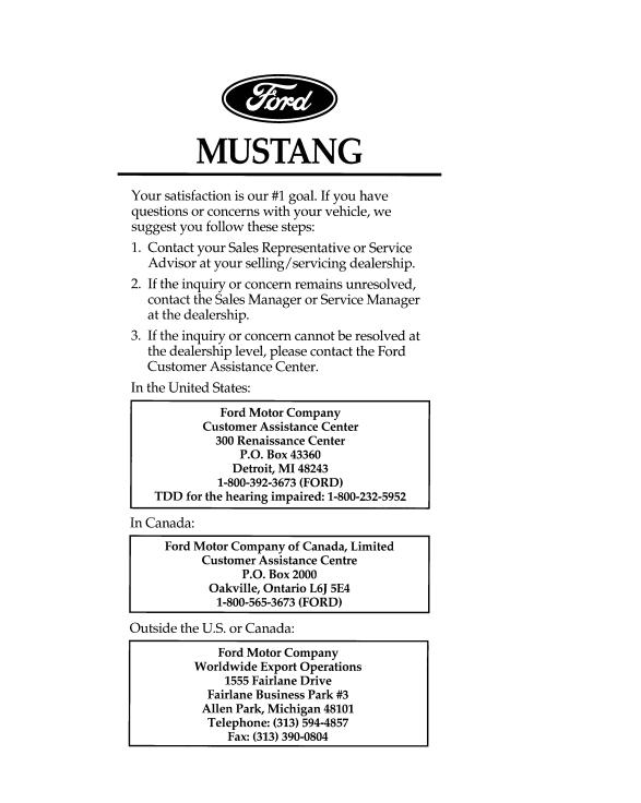 1997 Ford Mustang Owner’s Manual Image