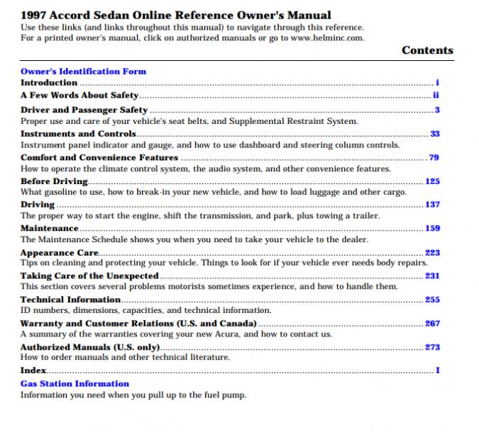 1997 Honda Accord Coupe Owner’s Manual Image