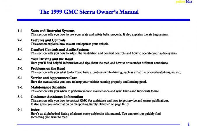 1999 GMC Sierra Owner’s Manual Image
