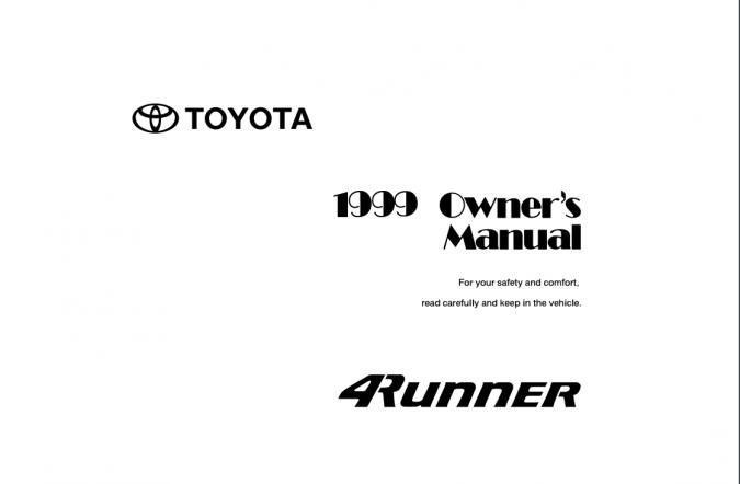 1999 Toyota 4Runner Owner’s Manual Image