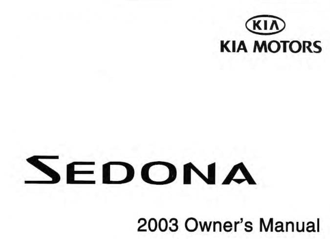 2003 Kia Sedona Owner’s Manual Image