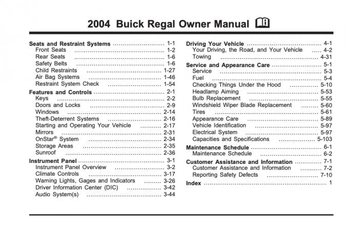 2004 Buick Regal Owner’s Manual Image
