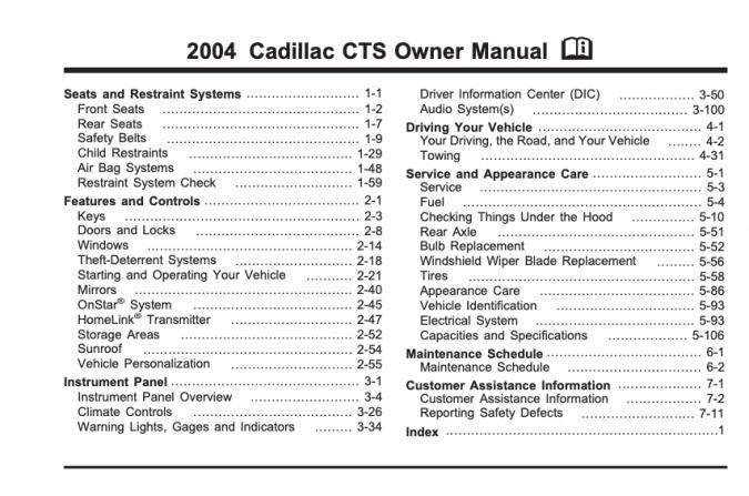 2004 Cadillac CTS Owner’s Manual Image