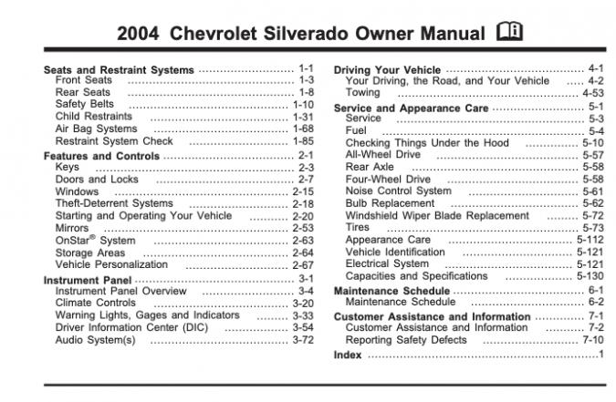 2004 Chevrolet Silverado 1500 Owner’s Manual Image