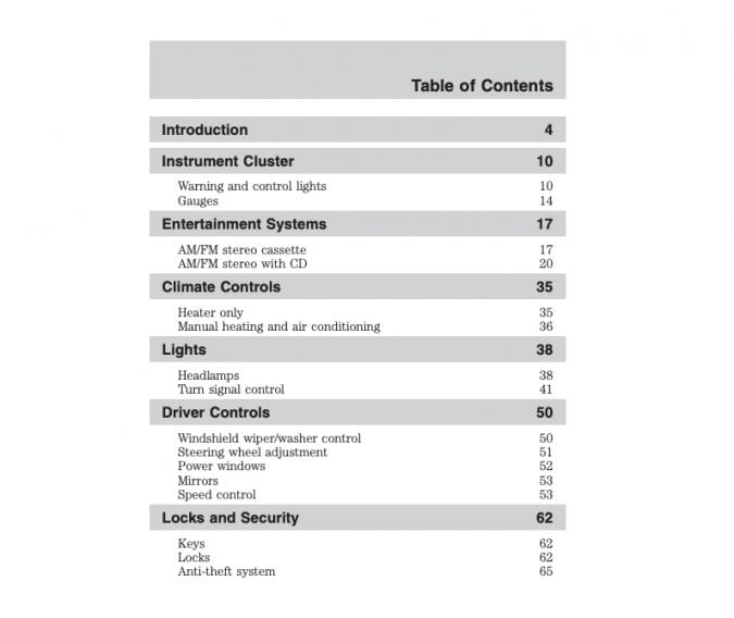 2004 Ford Focus Owner’s Manual Image