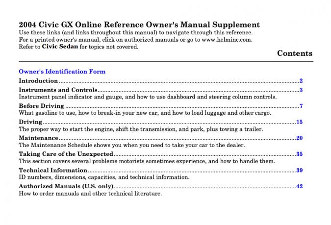 2004 Honda Civic GX Manual Supplement Image