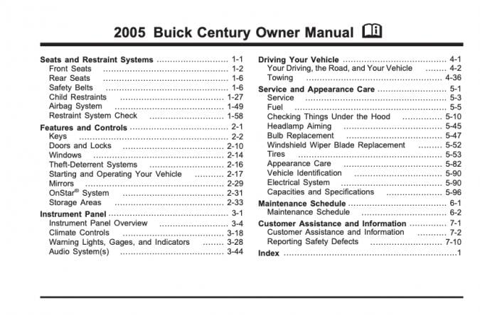 2005 Buick Century Owner’s Manual Image