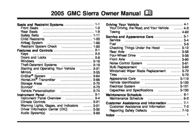 2005 GMC Sierra Owner’s Manual Image