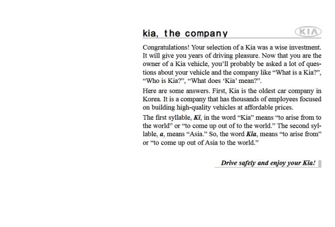 2005 Kia Sportage Owner’s Manual Image