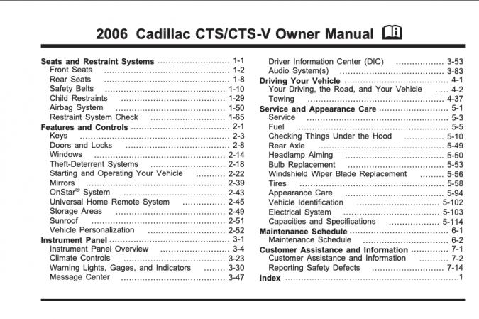 2006 Cadillac CTS-V Owner’s Manual Image