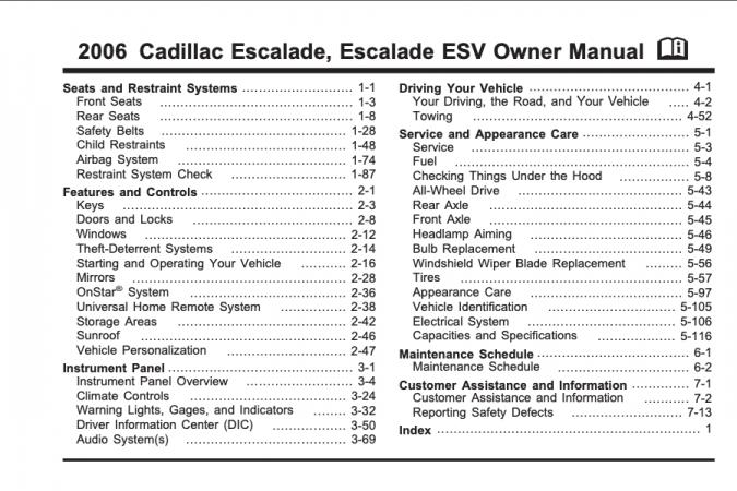 2006 Cadillac Escalade (incl. ESV) Owner’s Manual Image