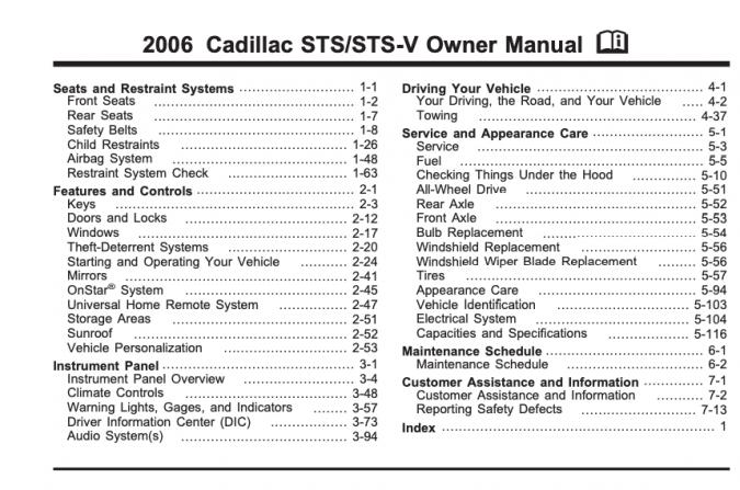 2006 Cadillac STS/ STS-V Owner’s Manual Image