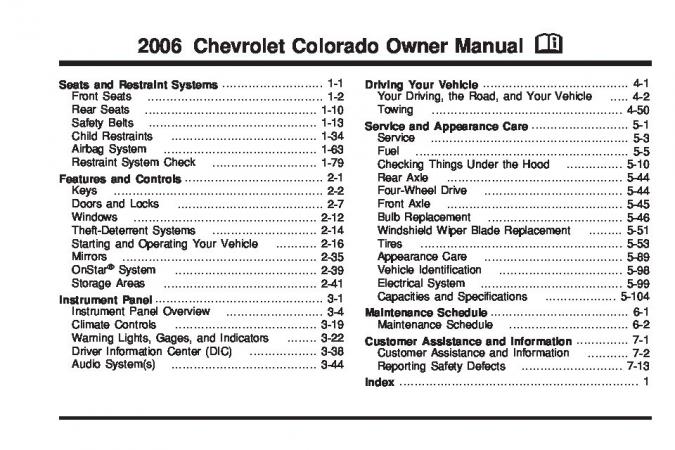 2006 Chevrolet Colorado Owner’s Manual Image