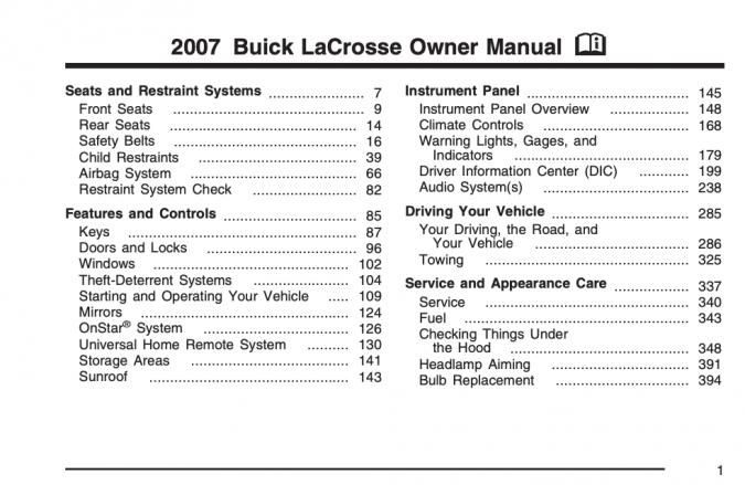 2007 Buick LaCrosse Owner’s Manual Image
