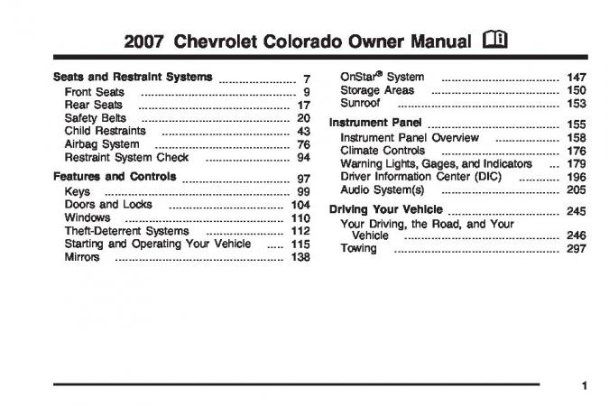 2007 Chevrolet Colorado Owner’s Manual Image
