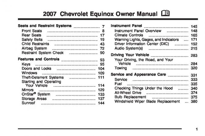 2007 Chevrolet Equinox Owner’s Manual Image
