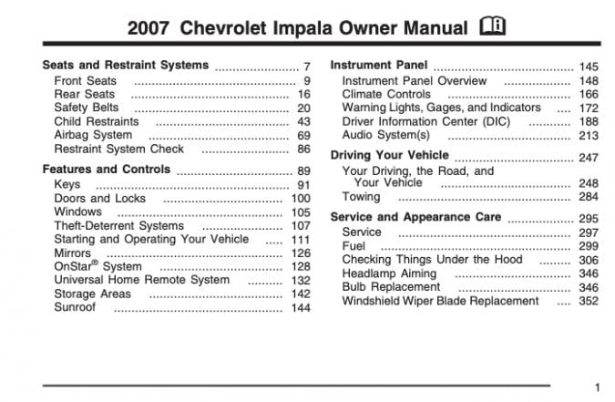 2007 Chevrolet Impala Owner’s Manual Image